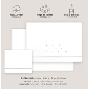 Triptico Minicuna Estrella Luna Multicolor Bco/Gris