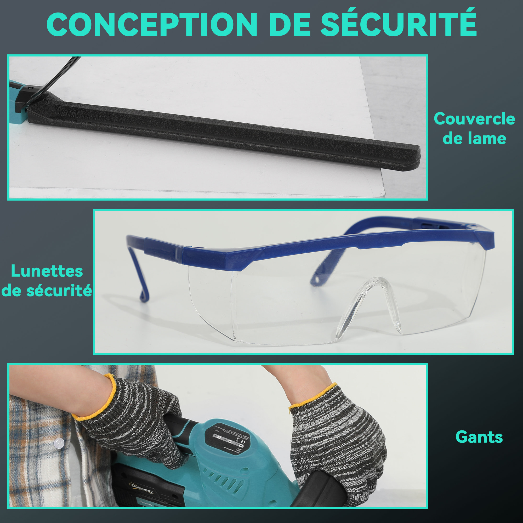 Taille-haies sans fil 18V 2 batteries 3 Ah fournies lame asymétrique double action 51 cm - kit complet bleu