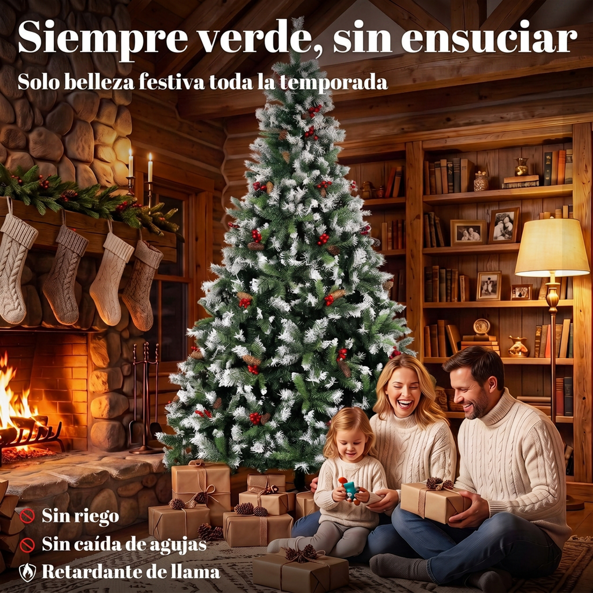 HOMCOM Árbol de Navidad 240 cm, Árbol de Navidad Artificial Nevado con 1773 Ramas, Bayas Rojas, Piñas, Base de Acero Plegable, Montaje Rápido, Decoración Navideña para Salón, Interior, Verde