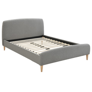 Lit 2 places 140x200 cm en tissu gris NIELS