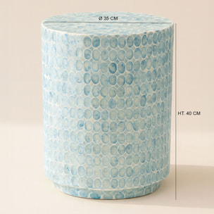 Table d'appoint en coquille de capiz bleu SOLNA
