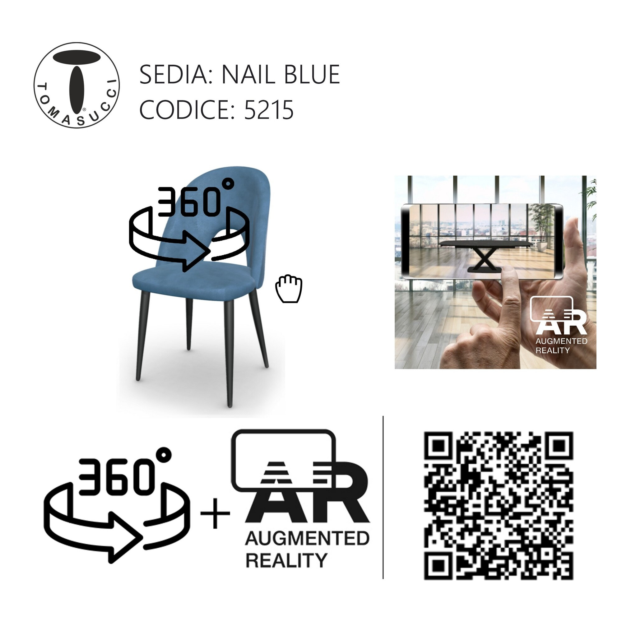 Tomasucci set 4 Sedie NAIL BLUE
