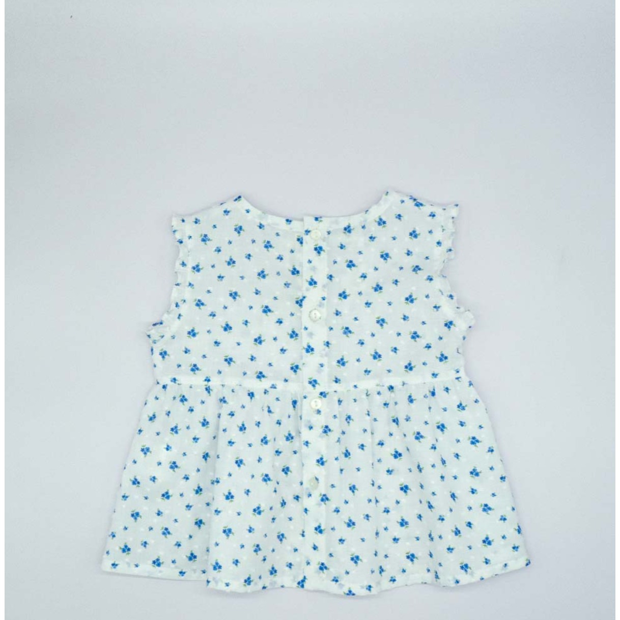 BLUSA SON MANGAS FLORES AZUL Y BLANCO