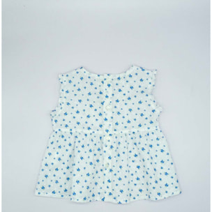 BLUSA SON MANGAS FLORES AZUL Y BLANCO