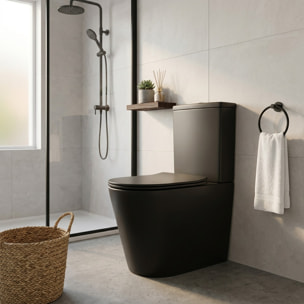 Brevis WC à poser sans bride + abattant softclose, noir mat (SATBRE031RREXVPBKM)
