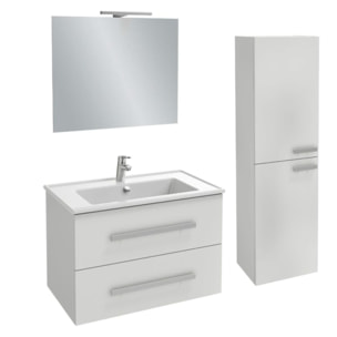 Meuble vasque Ola Up blanc + colonne + miroir et spots