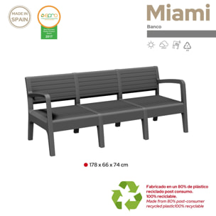 Banco de jardín miami tres plazas grafito