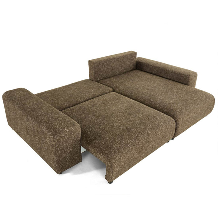 Spice - canapé d'angle réversible 4 places convertible avec coffre en tissu moucheté - Vert