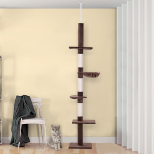 Árbol Rascador para Gatos Altura Ajustable 230-260 cm Hamaca Postes Sisal Marrón