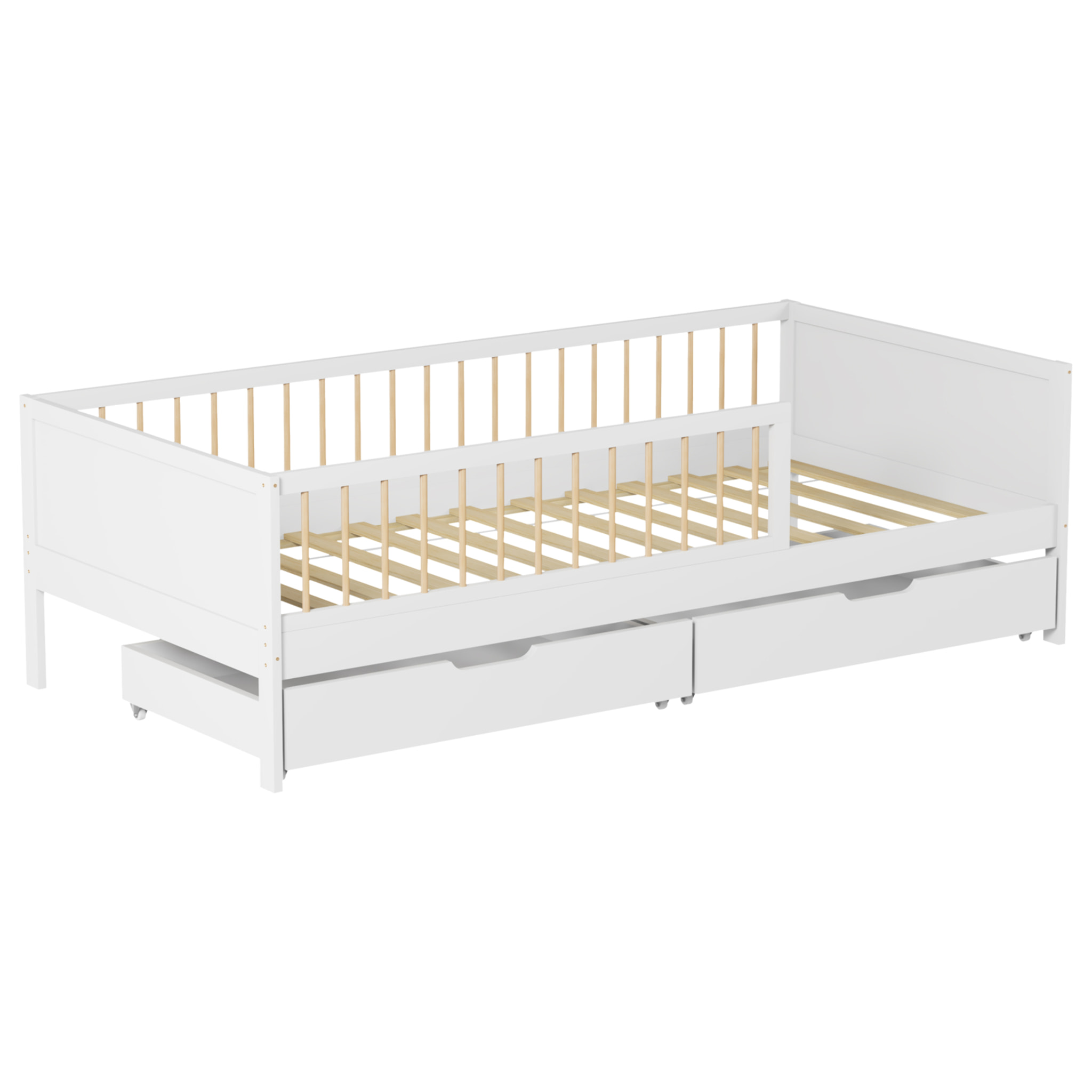 Lit pour enfant 190x90cm blanc avec tiroirs ADAM