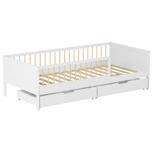 Lit pour enfant 190x90cm blanc avec tiroirs ADAM