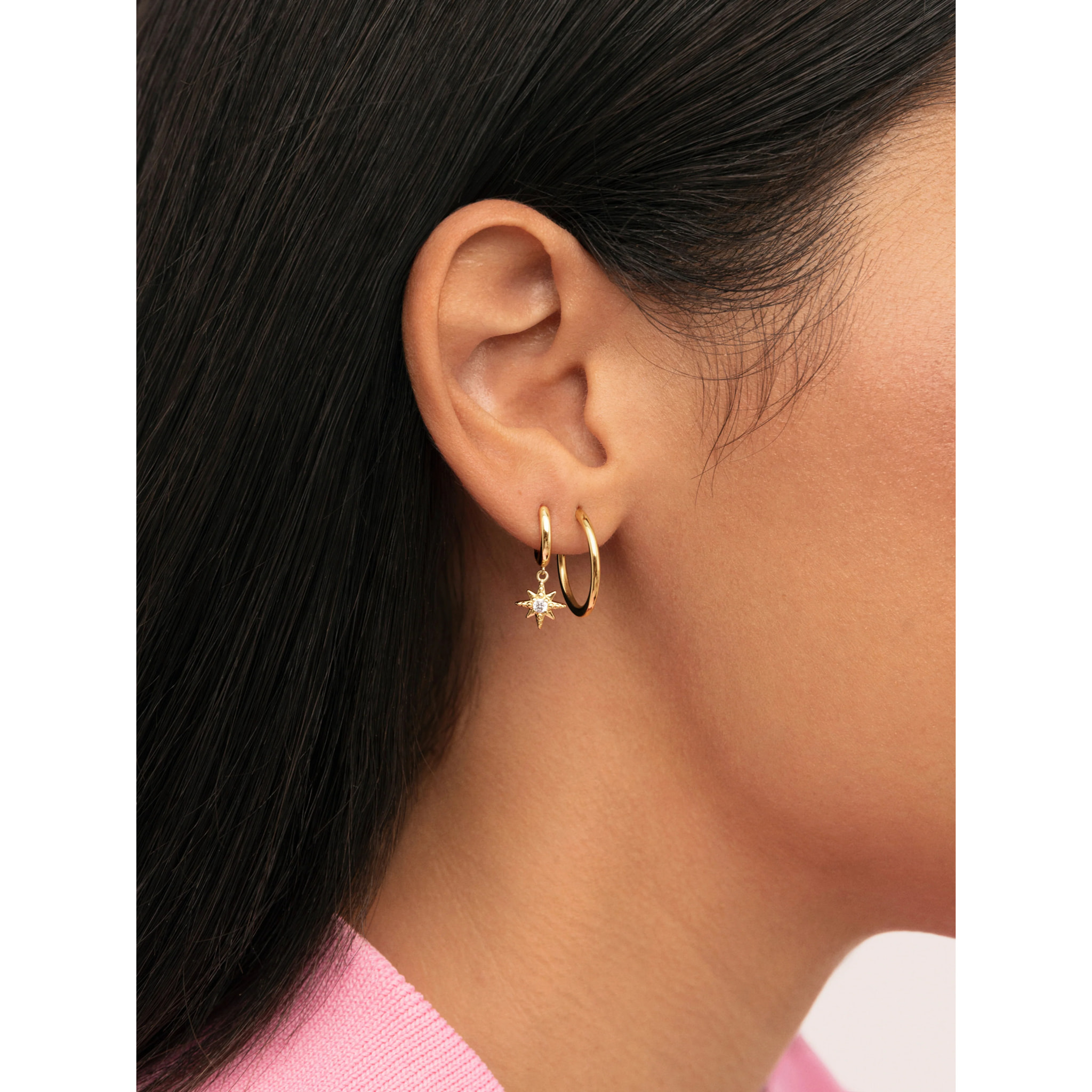 Pendiente Suelto Aro Stella Plata Baño Oro