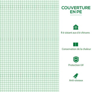 Mini serre de jardin serre à tomates 120 x 60 x 60 cm 2 fenêtres zippées enroulables acier thermolaqué PE haute densité vert