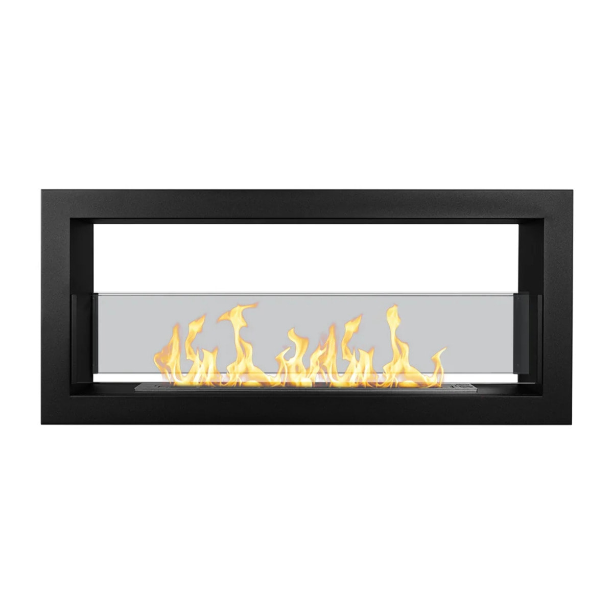 Montefalco 90 - Camino a Bioetanolo da Incasso Bifacciale 90x40x15,2 cm con Bruciatore 1,5lt in Acciaio