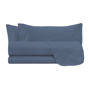 COMPLETO LETTO WATER WASHED, 100% Microfibra, No Stiro - BLU