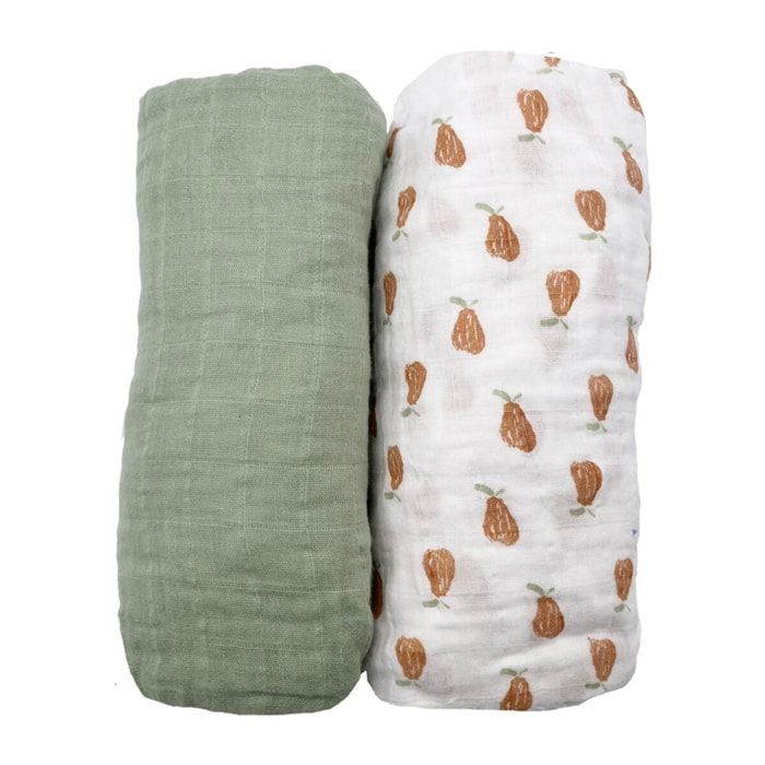 Lot de 2 draps housse bébé en coton bio
