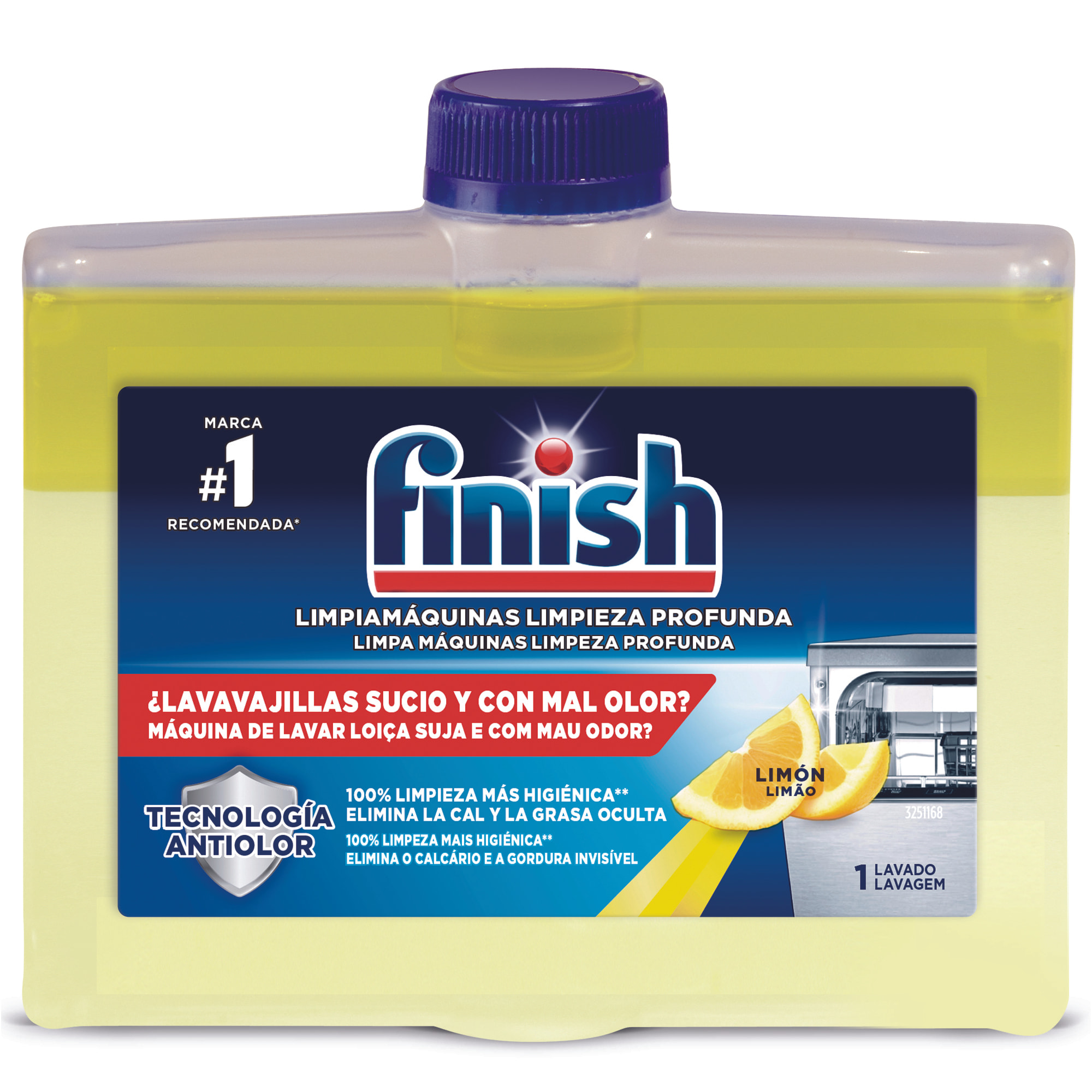 Finish Limpiamáquinas limpieza profunda para el Lavavajillas Limón, pack de 2x250ml