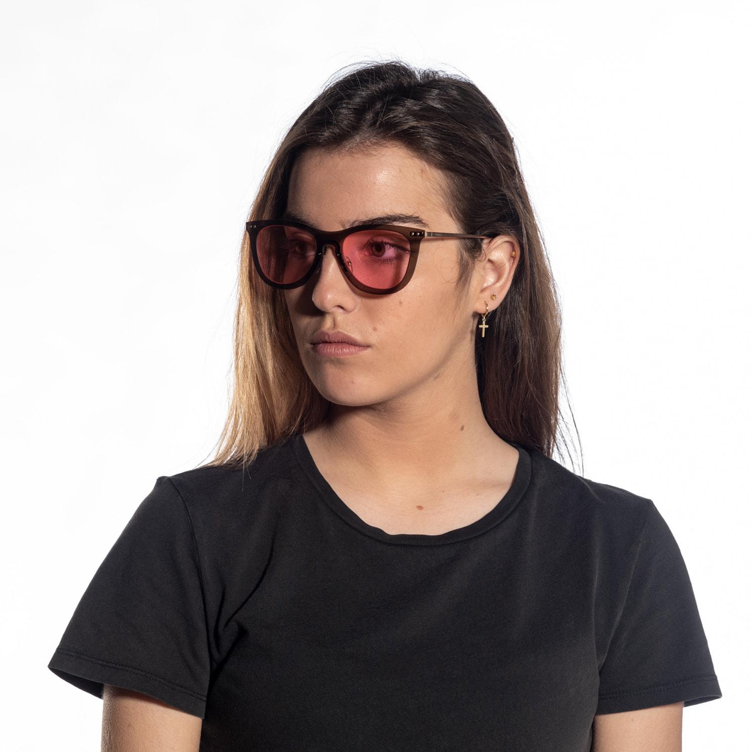 Gafas de sol PALO ALTO ARLES - Marrón transparente / De espejo rosa transparente y patillas de metal dorado