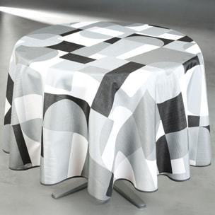 Nappe anti-tâche ronde design géométrique - Gris