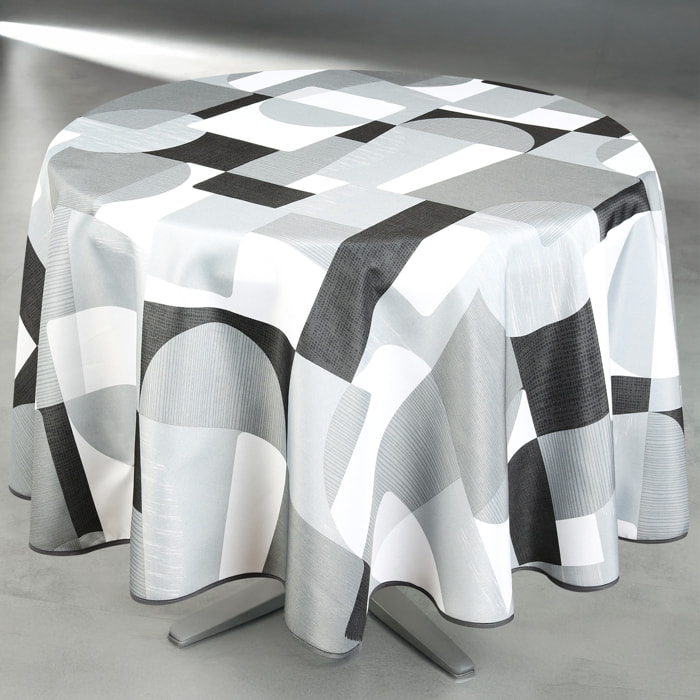 Nappe anti-tâche ronde design géométrique - Gris