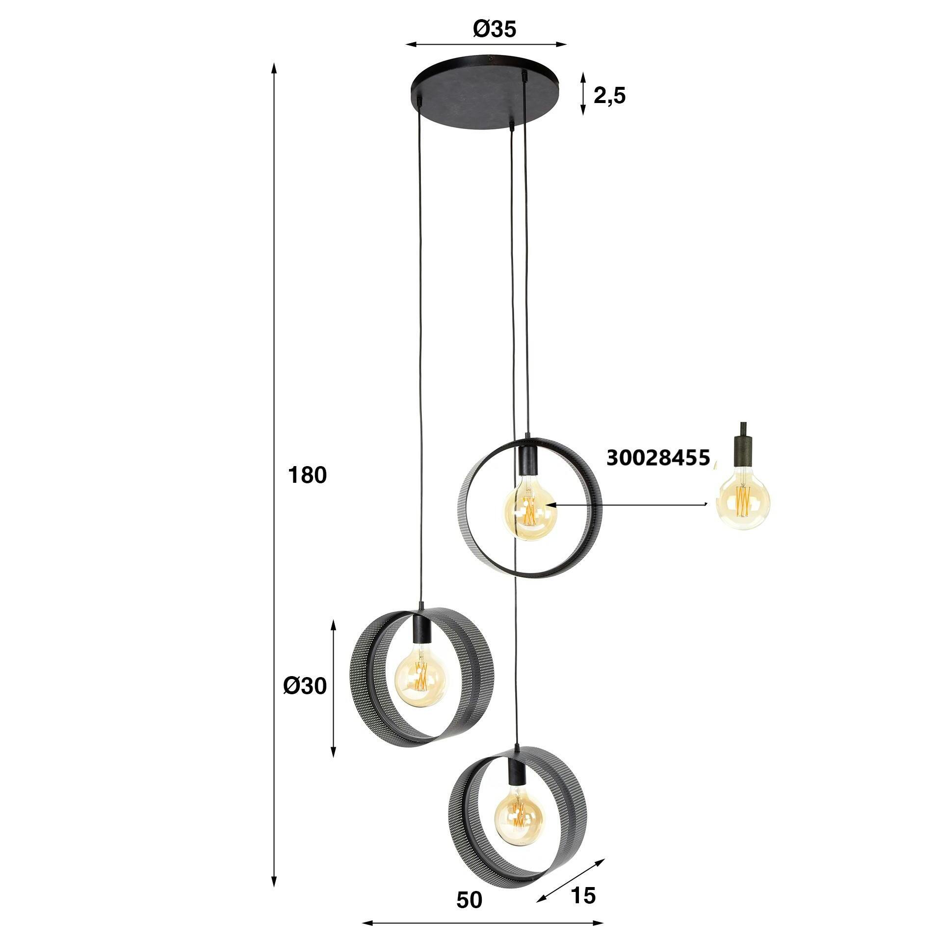 Suspension design 3 anneaux en métal perforé RALF