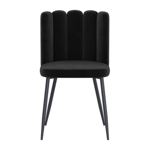 Lot de 2 chaises en velours noir et pieds en métal noir - Rosy