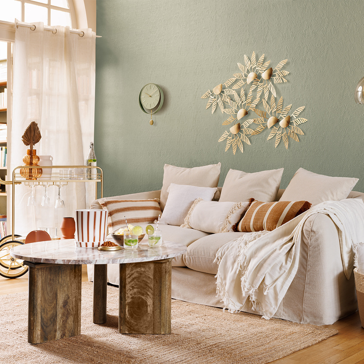 Table basse - marbre et manguier