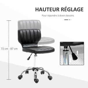 Tabouret de massage - tabouret de travail pivotant 360° - hauteur assise réglable 47-62 cm - revêtement synthétique matelassé noir métal chromé