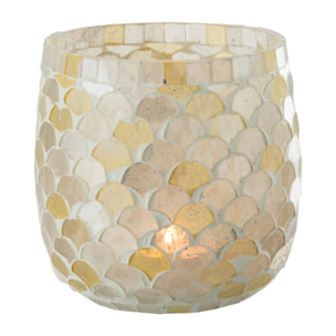J-Line photophore Mosaique - verre - blanc/jaune clair - medium
