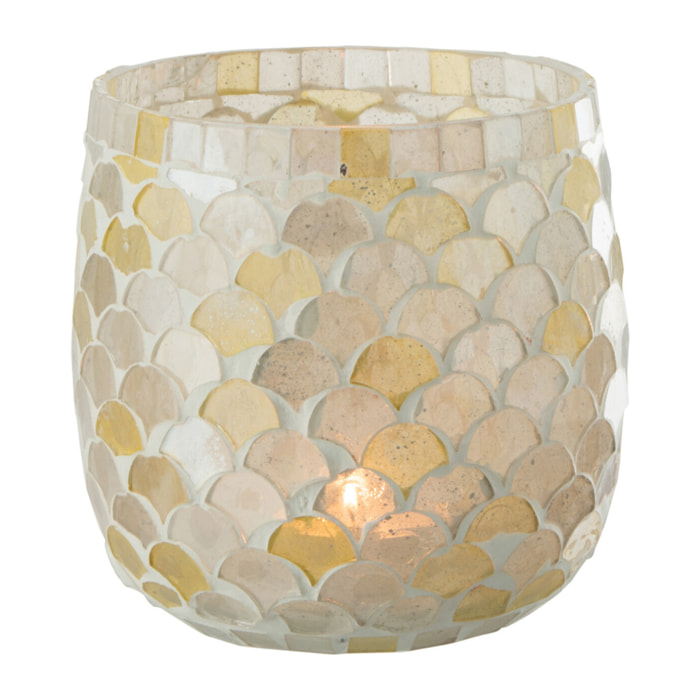 J-Line photophore Mosaique - verre - blanc/jaune clair - medium