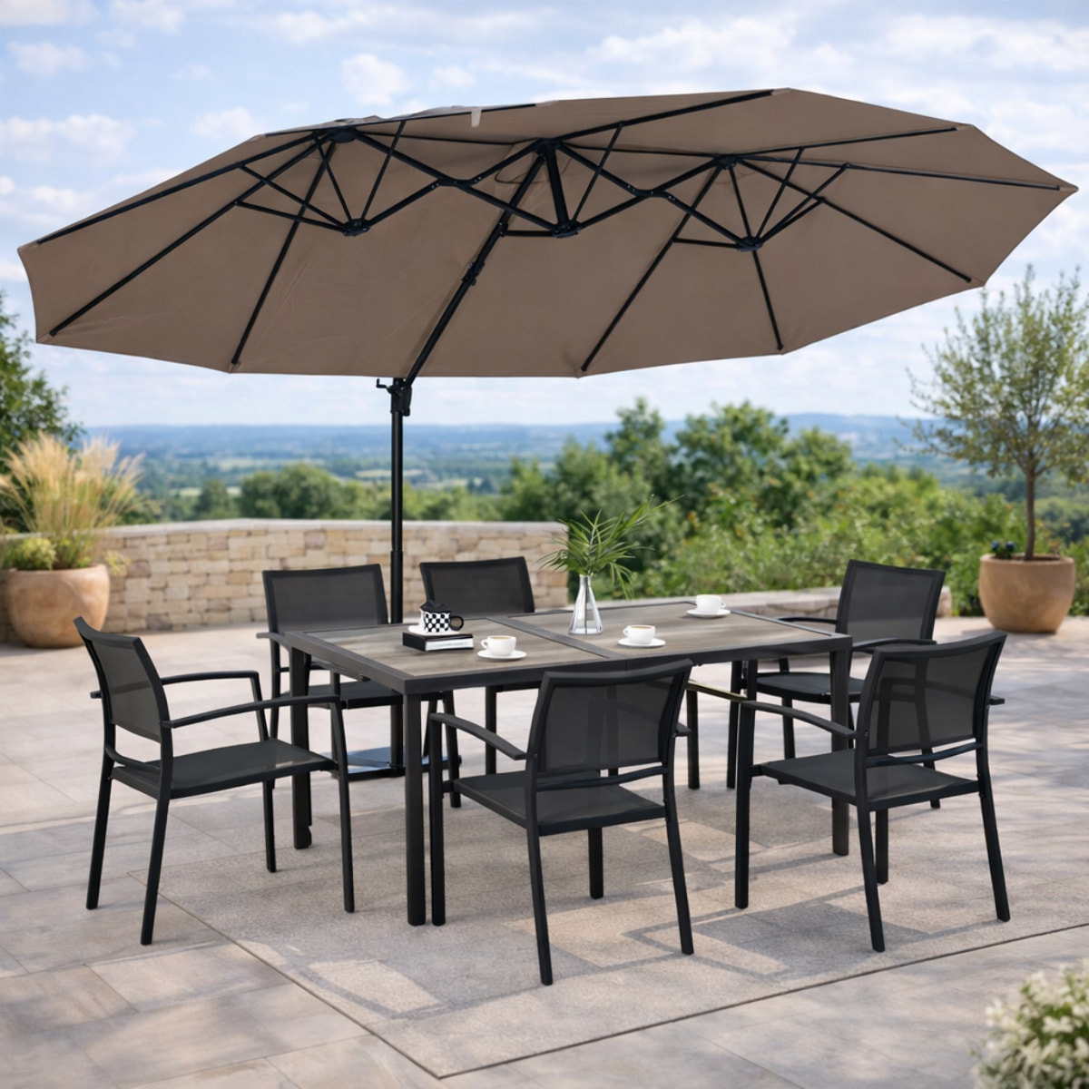 Parasol déporté XXL – Inclinable – Usage extérieur