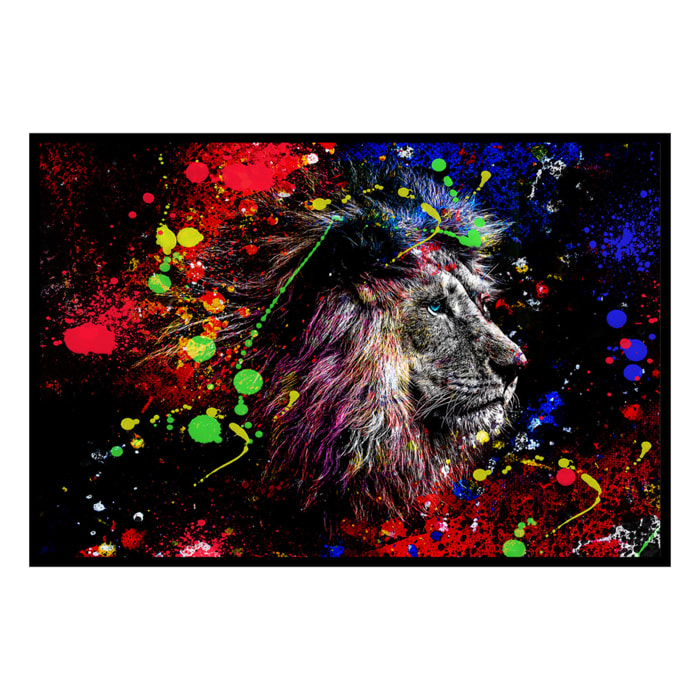 Affiche encadrée lion pop art Affiche + cadre en métal - Noir
