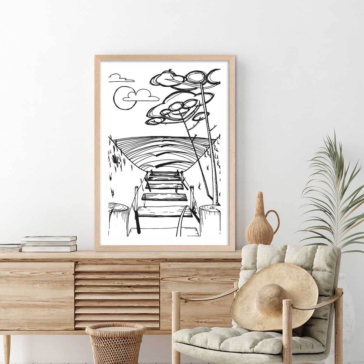 Poster spot landais Affiche + cadre en bois - Chêne