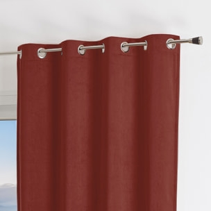 Rideau uni en suédine  - Effet daim et velours - Terracotta