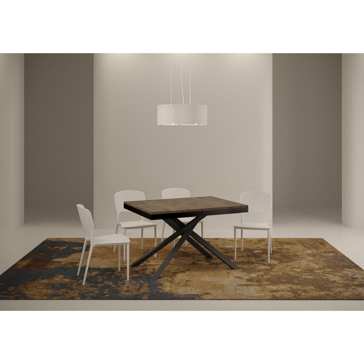 Table extensible 90x120/380 cm Karida Evolution noyer cadre anthracite