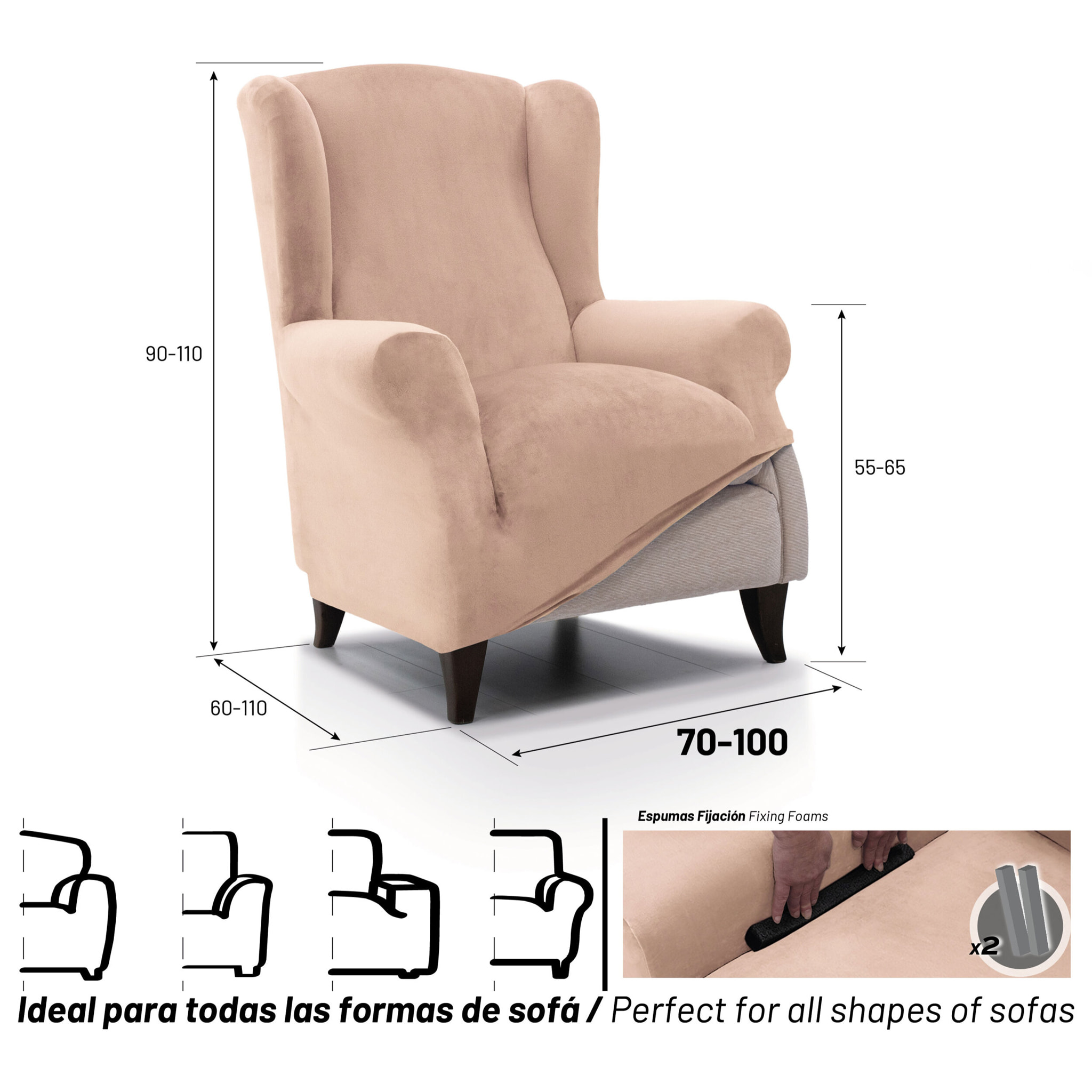 Funda TERCIOPELO ANTIMANCHAS Multi elástica para OREJERO modelo VERONICA