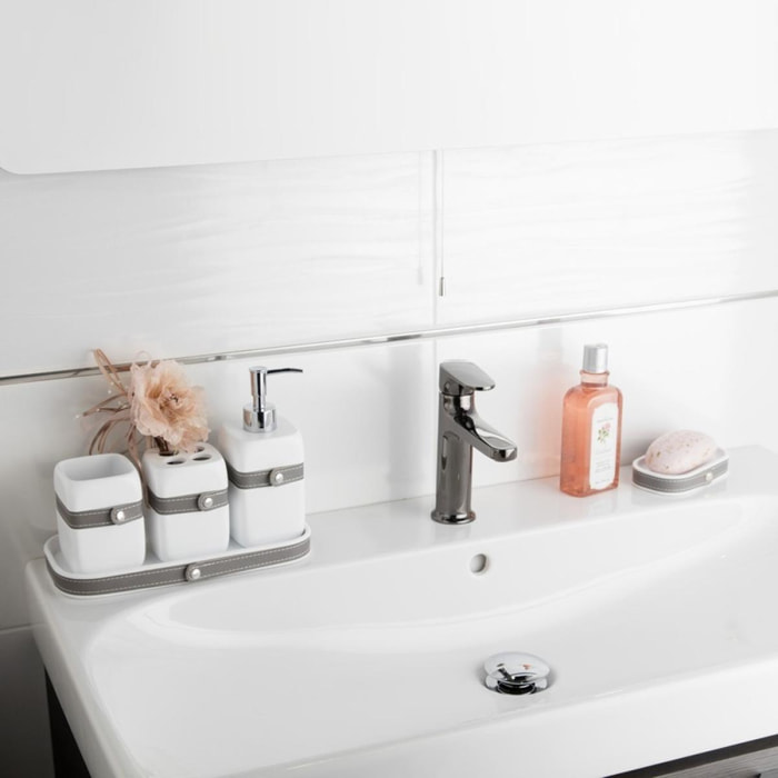 BELA Set accessoires de salle de bain en polyrésine Blanc 5 pièces (Bela-Set1)