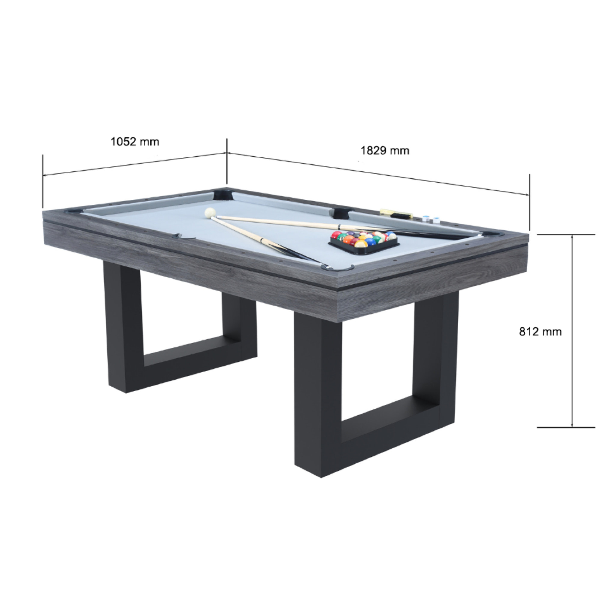 Table multi-jeux 3 en 1 billard et ping pong en bois gris  ARIES