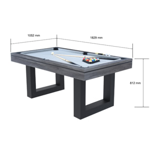 Table multi-jeux 3 en 1 billard et ping pong en bois gris ARIES