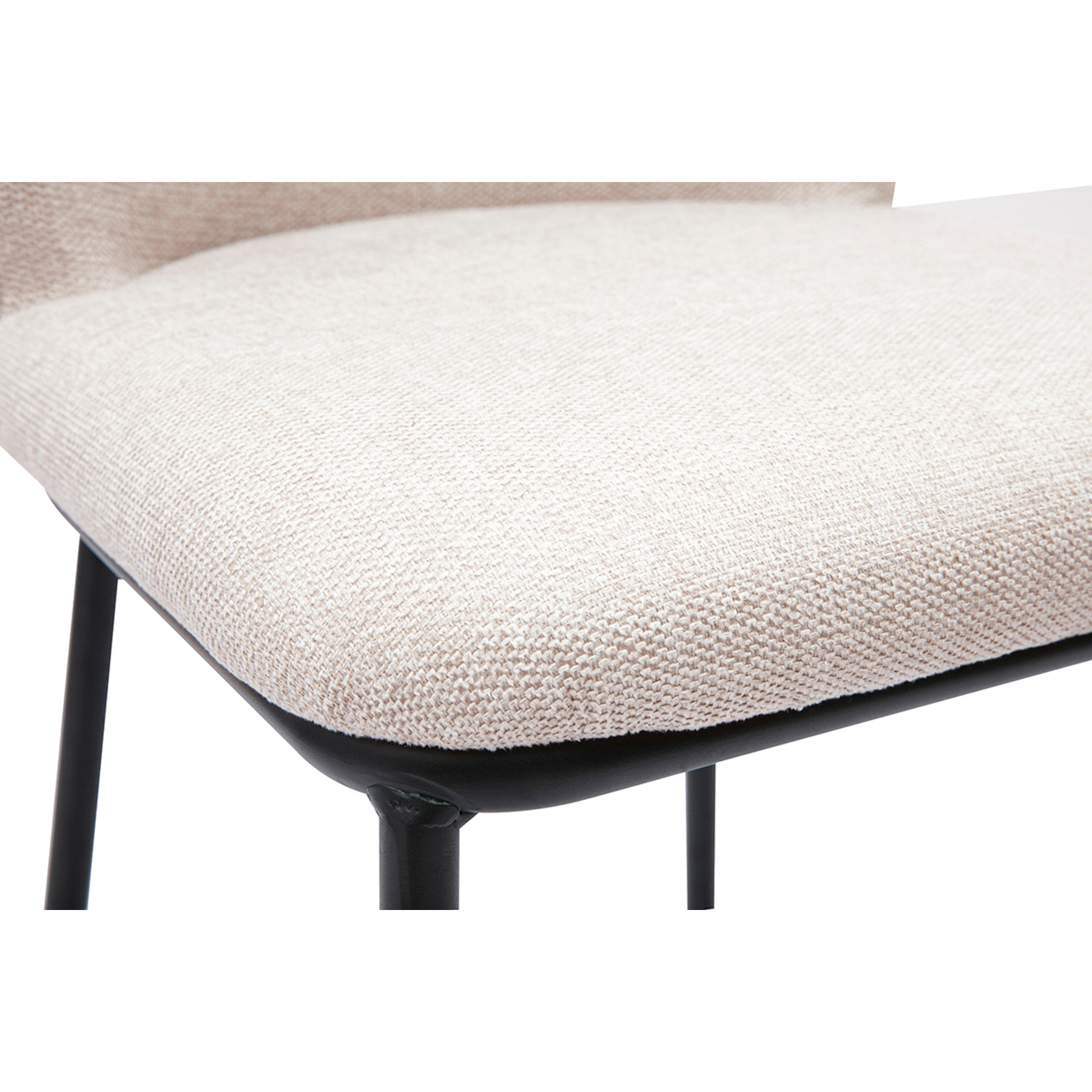 Tabourets en tissu effet velours texturé beige et métal noir (lot de 2) LISOR