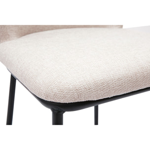 Tabourets en tissu effet velours texturé beige et métal noir (lot de 2) LISOR