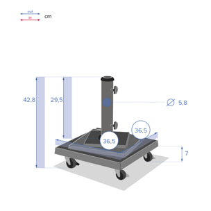 Pied de parasol carré à roulettes Noir