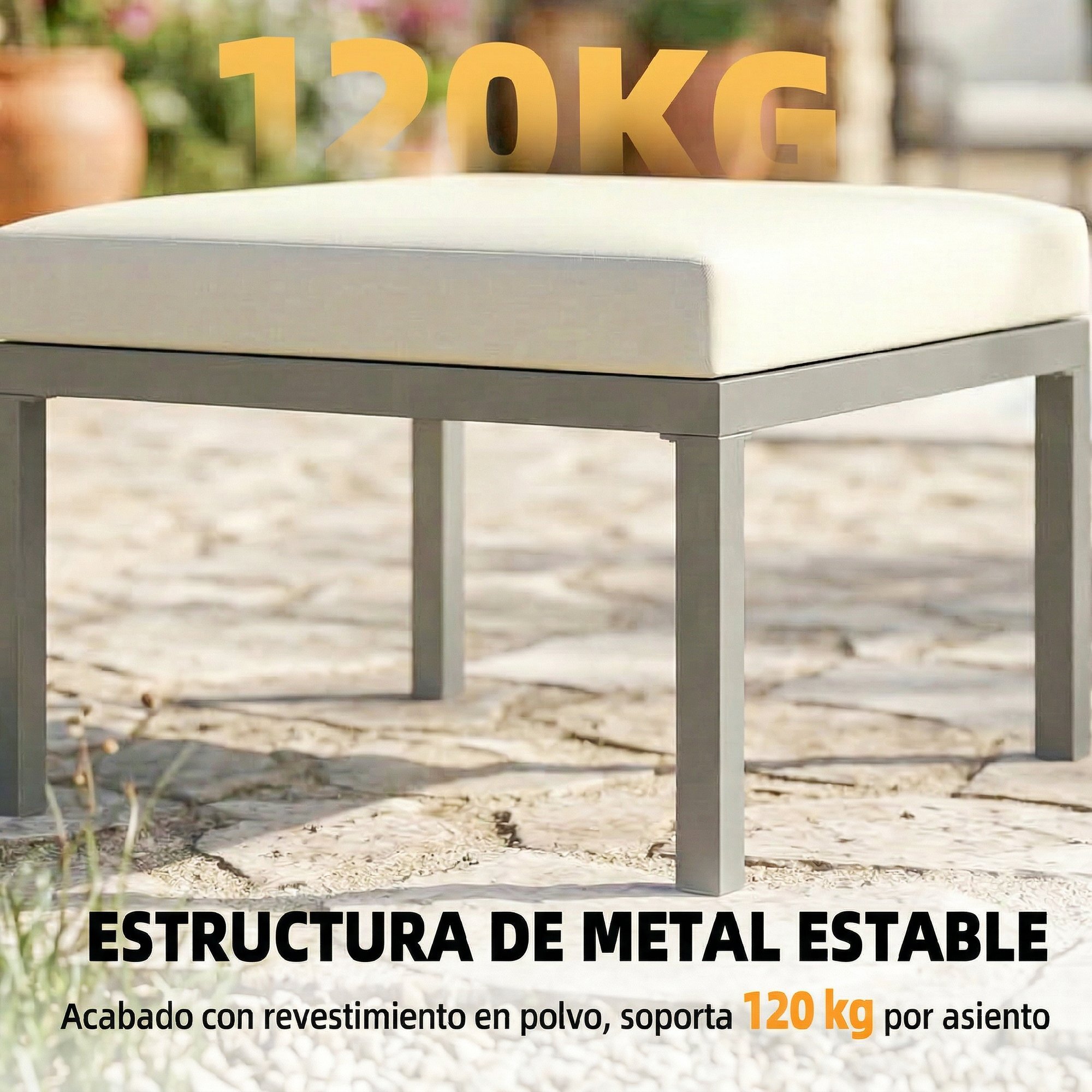 Conjunto de Muebles Jardín Exterior de 3 Piezas Sofá Exterior Seccional Forma de L con Sofá de 3 Plazas Reposapiés Mesa Centro de Listones y Cojines de 10 cm para Terraza Patio Marrón y Beige
