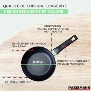 Wok 20 cm aluminium revêtement céramique antiadhésif sans PFAS Fackelmann Brandao