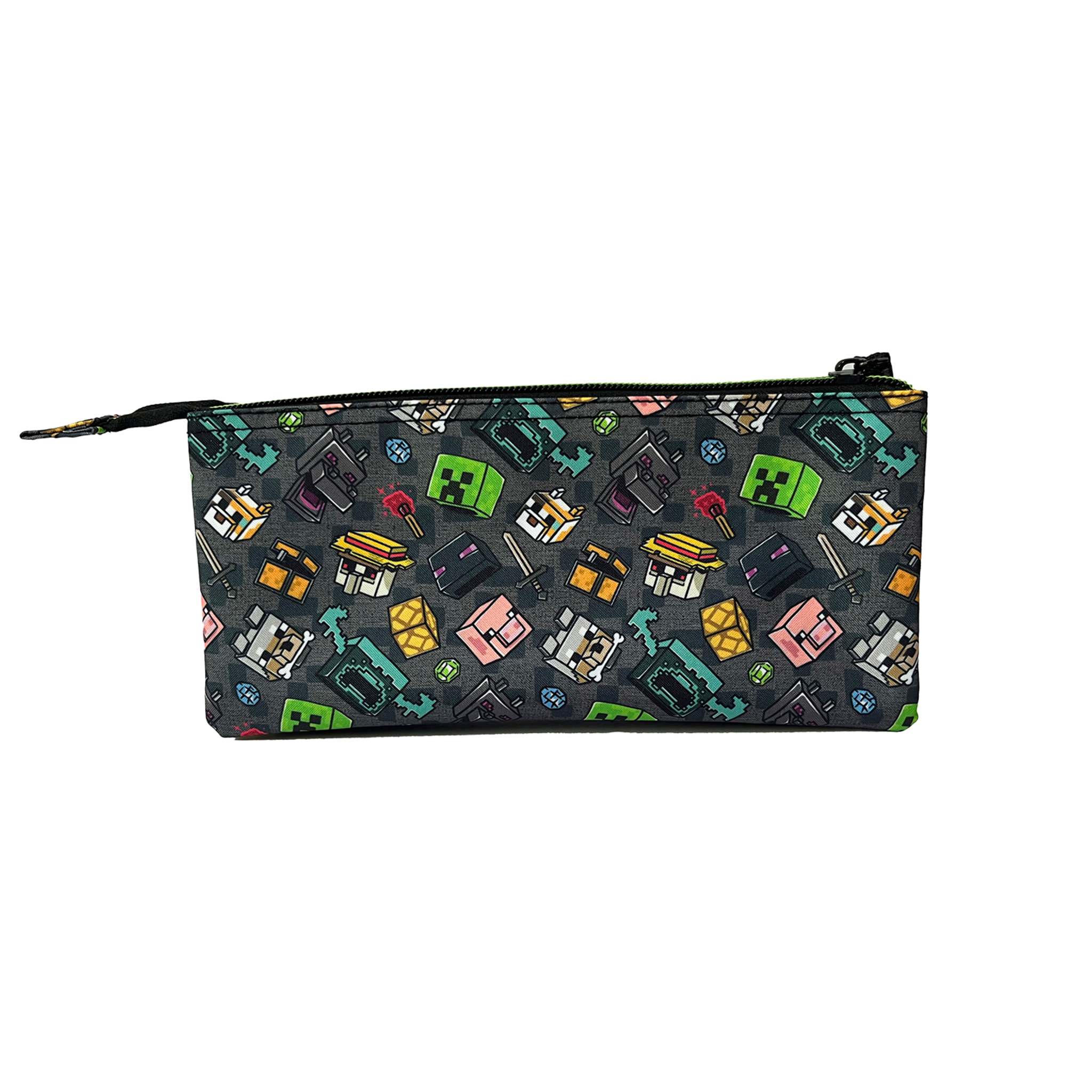 Estuche Triple Minecraft Personajes. Interior totalmente forrado y personalizado.