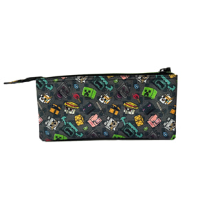 Estuche Triple Minecraft Personajes. Interior totalmente forrado y personalizado.