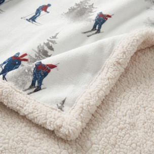 Plaid Sherpa in poliestere - Fantasia Sciatori e Abeti