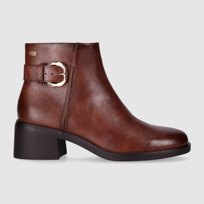 Botines de Piel Sintética - Marron - Tacón: 5 cm