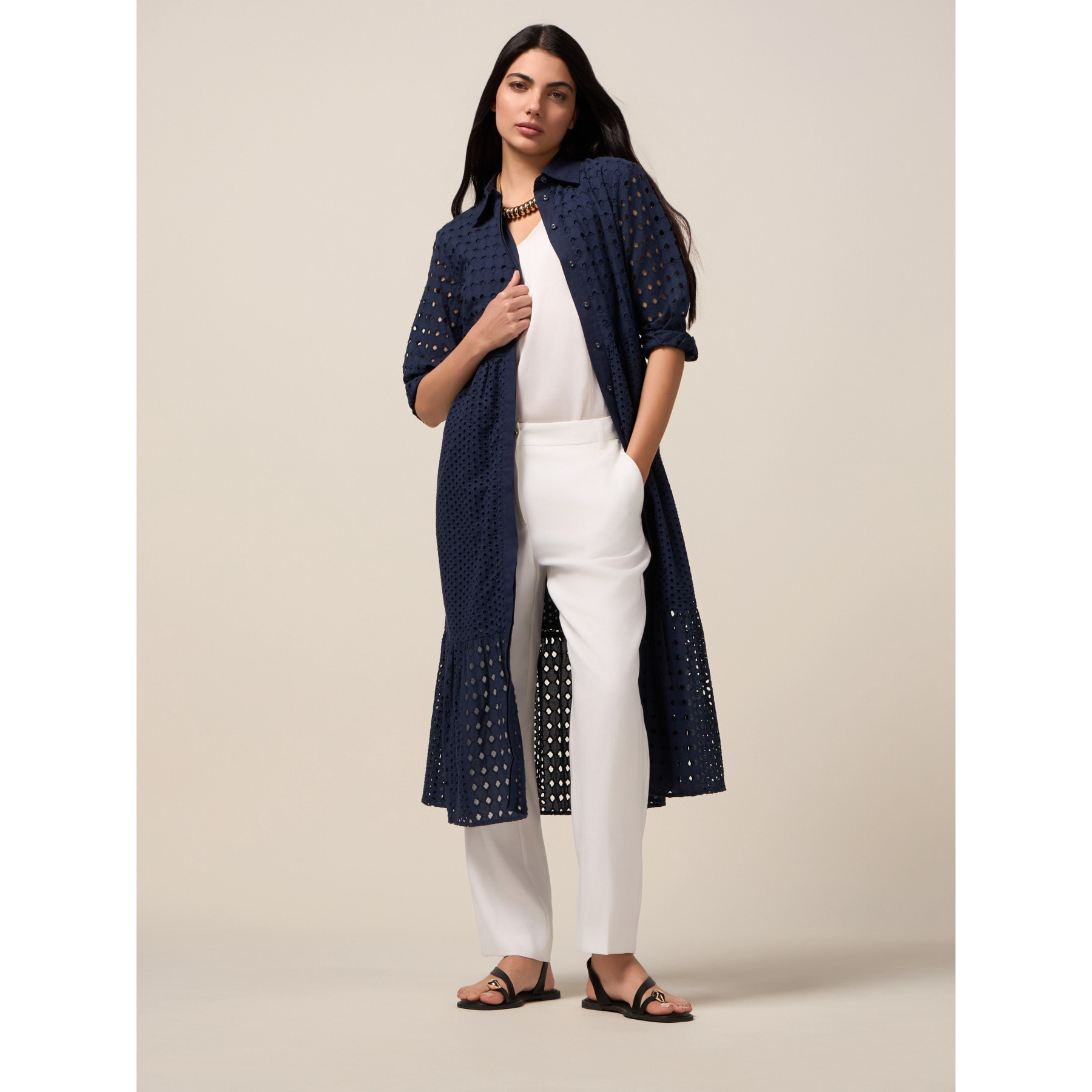 Oltre - Blusa de encaje bordado - Azul