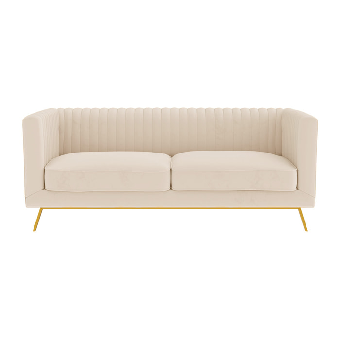 Canapé 2 places en velours beige - Gatsby